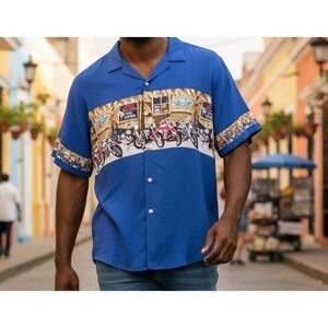 Vintage Paradise Hawaiian Shirt Mens size 3XL Motorcycle Biker Hawaii Aloha